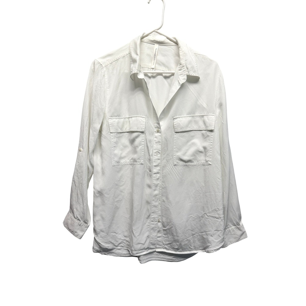The Group by Babaton White Lyocell Utility Button Down Shirt Women M
